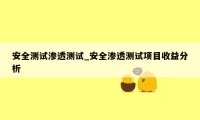 安全测试渗透测试_安全渗透测试项目收益分析