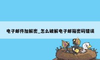 电子邮件加解密_怎么破解电子邮箱密码错误