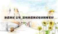 渗透测试 公司_深圳渗透测试培训班哪家好