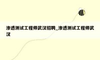 渗透测试工程师武汉招聘_渗透测试工程师武汉