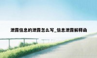 泄露信息的泄露怎么写_信息泄露解释函