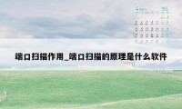 端口扫描作用_端口扫描的原理是什么软件