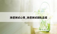 渗透测试心得_渗透测试团队总结