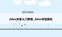 ddos攻击入门教程_ddos攻击团队