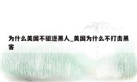 为什么美国不驱逐黑人_美国为什么不打击黑客
