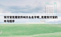 支付宝克隆软件叫什么名字呢_克隆支付宝的木马程序