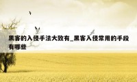 黑客的入侵手法大致有_黑客入侵常用的手段有哪些