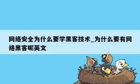 网络安全为什么要学黑客技术_为什么要有网络黑客呢英文