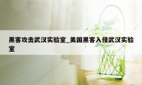 黑客攻击武汉实验室_美国黑客入侵武汉实验室
