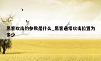 黑客攻击的参数是什么_黑客通常攻击位置为多少