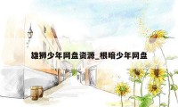 雄狮少年网盘资源_根暗少年网盘