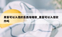 黑客可以入侵的东西有哪些_黑客可以入侵软件吗