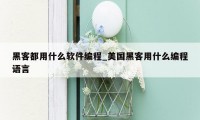 黑客都用什么软件编程_美国黑客用什么编程语言
