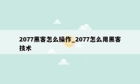 2077黑客怎么操作_2077怎么用黑客技术