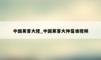 中国黑客大佬_中国黑客大神是谁视频
