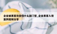 企业被黑客攻击归什么部门管_企业黑客入侵案例视频分享