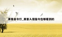 黑客命令行_黑客入侵指令在哪看到的