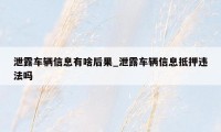 泄露车辆信息有啥后果_泄露车辆信息抵押违法吗
