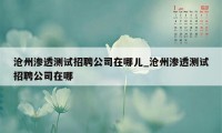 沧州渗透测试招聘公司在哪儿_沧州渗透测试招聘公司在哪