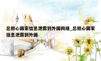 总担心国家信息泄露到外国网络_总担心国家信息泄露到外国