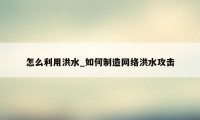 怎么利用洪水_如何制造网络洪水攻击