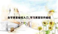 自学黑客编程入门_学习黑客软件编程