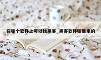 在哪个软件上可以找黑客_黑客软件哪里来的