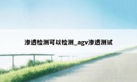 渗透检测可以检测_agv渗透测试