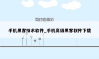 手机黑客技术软件_手机高级黑客软件下载