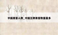 中国黑客人数_中国王牌黑客数量最多