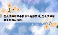 怎么清除苹果手机木马程序软件_怎么清除苹果手机木马程序