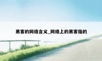 黑客的网络含义_网络上的黑客指的