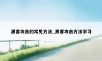 黑客攻击的常见方法_黑客攻击方法学习