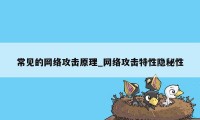 常见的网络攻击原理_网络攻击特性隐秘性