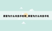 黑客为什么攻击手机呢_黑客为什么攻击手机
