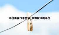 手机黑客技术教学_黑客技术刷手机