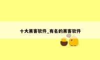 十大黑客软件_有名的黑客软件