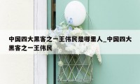 中国四大黑客之一王伟民是哪里人_中国四大黑客之一王伟民