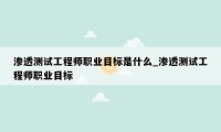 渗透测试工程师职业目标是什么_渗透测试工程师职业目标