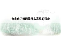 包含进了暗网是什么意思的词条