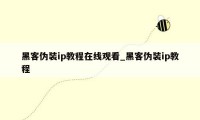 黑客伪装ip教程在线观看_黑客伪装ip教程