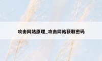 攻击网站原理_攻击网站获取密码