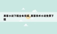 黑客小说下载全本完结_黑客技术小说免费下载