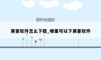 黑客软件怎么下载_哪里可以下黑客软件