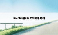 Nicole暗网照片的简单介绍