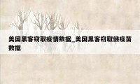 美国黑客窃取疫情数据_美国黑客窃取俄疫苗数据