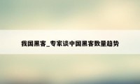 我国黑客_专家谈中国黑客数量趋势