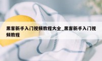 黑客新手入门视频教程大全_黑客新手入门视频教程