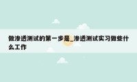 做渗透测试的第一步是_渗透测试实习做些什么工作
