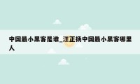 中国最小黑客是谁_汪正扬中国最小黑客哪里人